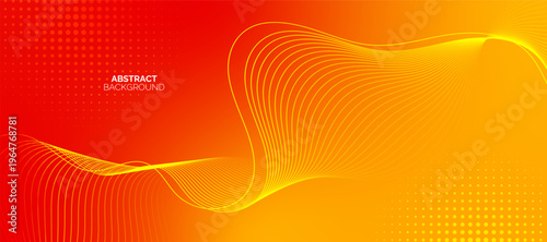 Red and yellow gradient wave background. Shiny moving lines design element. Modern pastel gradient flowing wave lines. Technology concept.