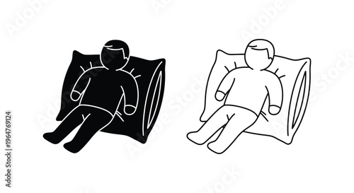 Sleeping person silhouette and line art Vector