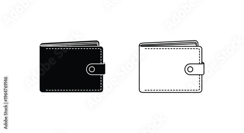 Black and white wallets with stitching Vector