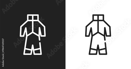 Snowsuit icon. Linear black, white icon from winter collection. Outline snowsuit vector. Thin line symbol isolated on white and black background