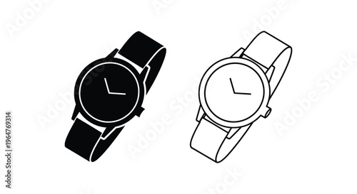Watches in black and white line art style Vector
