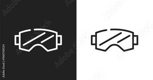 Snow goggle icon. Linear black, white icon from winter collection. Outline snow goggle vector. Thin line symbol isolated on white and black background