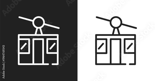 Ski lift icon. Linear black, white icon from winter collection. Outline ski lift vector. Thin line symbol isolated on white and black background