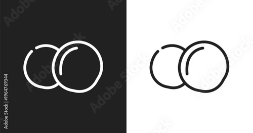 Snow ball icon. Linear black, white icon from winter collection. Outline snow ball vector. Thin line symbol isolated on white and black background