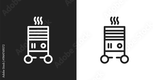 Electric heater icon. Linear black, white icon from winter collection. Outline electric heater vector. Thin line symbol isolated on white and black background