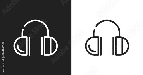 Earmuffs icon. Linear black, white icon from winter collection. Outline earmuffs vector. Thin line symbol isolated on white and black background
