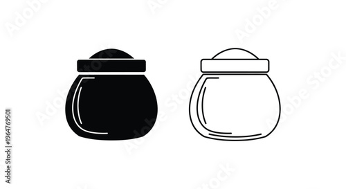 Black and white pots with lids side by side Vector