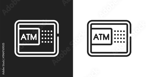 Automated teller machine icon. Linear black, white icon from in the airport collection. Outline automated teller machine icon vector. Thin line symbol for use on web and mobile apps, logo, print
