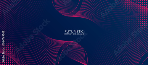 Abstract wave line blue background. Dynamic wave pattern. Futuristic technology concept. Suit for banner, poster, cover, brochure, flyer, website