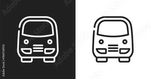 Bus service icon. Linear black, white icon from in the airport collection. Outline bus service vector. Thin line symbol isolated on white and black background
