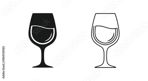 Wine glasses black and white illustration Vector