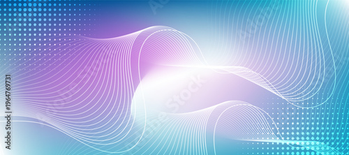 Abstract blue gradient background with shining lines wave. Dynamic wave pattern. Futuristic technology concept. Suit for banner, poster, cover, brochure, flyer, website