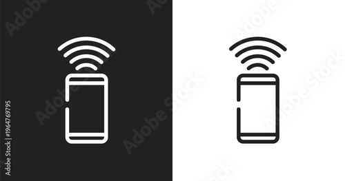 Smartphone with wifi signal icon. Linear black, white icon from airport and travel collection. Outline smartphone with wifi signal icon vector. Thin line symbol for use on web and mobile apps, logo,