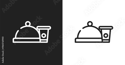 Snacks sign icon. Linear black, white icon from airport and travel collection. Outline snacks sign vector. Thin line symbol isolated on white and black background