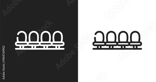 Waiting room icon. Linear black, white icon from airport and travel collection. Outline waiting room vector. Thin line symbol isolated on white and black background