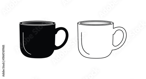 Black and white coffee mugs Vector