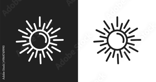 Spring sun icon. Linear black, white icon from vacation collection. Outline spring sun vector. Thin line symbol isolated on white and black background