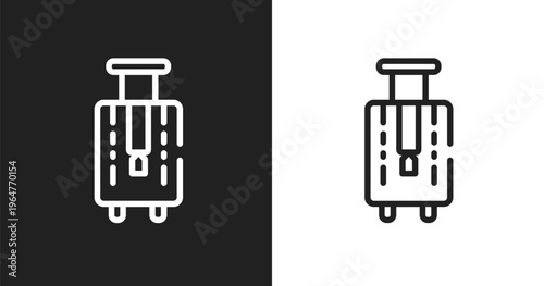 Bag for travel icon. Linear black, white icon from travel and tourism collection. Outline bag for travel vector. Thin line symbol isolated on white and black background
