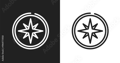 Compass with cardinal points icon. Linear black, white icon from travel and tourism collection. Outline compass with cardinal points icon vector. Thin line symbol for use on web and mobile apps,