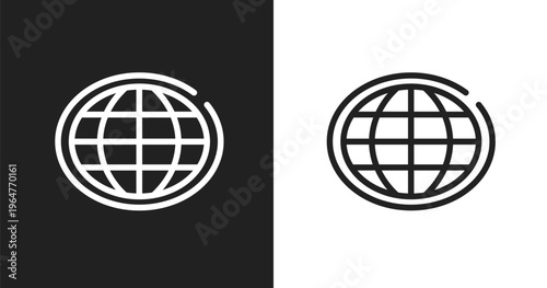 Earth globe symbol of grid icon. Linear black, white icon from travel and tourism collection. Outline earth globe symbol of grid icon vector. Thin line symbol for use on web and mobile apps, logo,