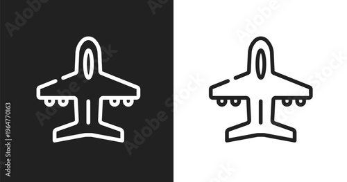 Plane diagonal silhouette icon. Linear black, white icon from travel and tourism collection. Outline plane diagonal silhouette icon vector. Thin line symbol for use on web and mobile apps, logo,