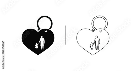 Couple love heart shaped keychain Vector