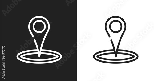 Place point icon. Linear black, white icon from travel and tourism collection. Outline place point vector. Thin line symbol isolated on white and black background
