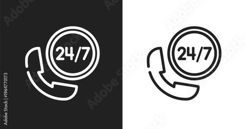 Hotel phone icon. Linear black, white icon from holidays collection. Outline hotel phone vector. Thin line symbol isolated on white and black background