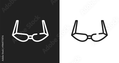 Old fashion glasses icon. Linear black, white icon from holidays collection. Outline old fashion glasses vector. Thin line symbol isolated on white and black background