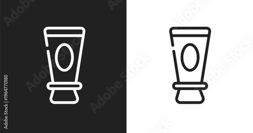 Skin sunscreen icon. Linear black, white icon from holidays collection. Outline skin sunscreen vector. Thin line symbol isolated on white and black background