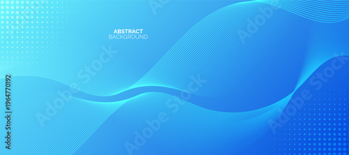 Blue abstract background with glowing wave. Shiny moving lines design element. Modern blue gradient flowing wave lines. Futuristic technology concept.