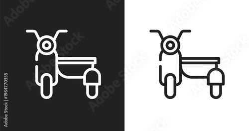 Sidecar icon. Linear black, white icon from vehicles and transport collection. Outline sidecar vector. Thin line symbol isolated on white and black background