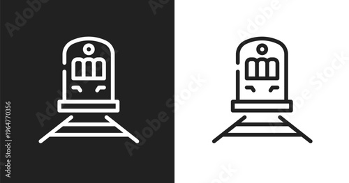 Streetcar icon. Linear black, white icon from vehicles and transport collection. Outline streetcar vector. Thin line symbol isolated on white and black background