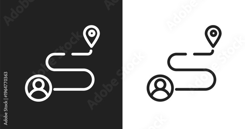 Journey icon. Linear black, white icon from travel collection. Outline journey vector. Thin line symbol isolated on white and black background