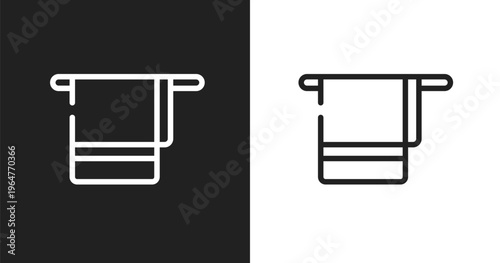 Bath towel icon. Linear black, white icon from hotel services collection. Outline bath towel vector. Thin line symbol isolated on white and black background