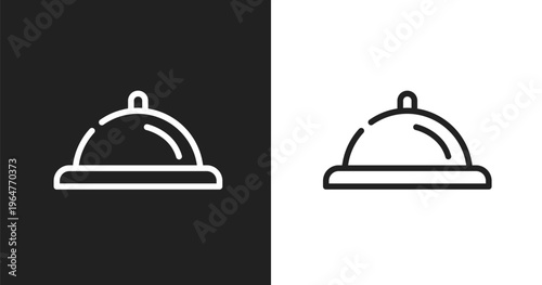 Bell reception icon. Linear black, white icon from hotel services collection. Outline bell reception vector. Thin line symbol isolated on white and black background