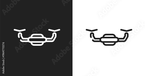 Unmanned icon. Linear black, white icon from aviation collection. Outline unmanned vector. Thin line symbol isolated on white and black background
