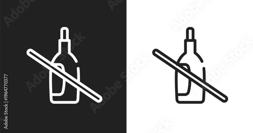 No drink icon. Linear black, white icon from airport collection. Outline no drink vector. Thin line symbol isolated on white and black background