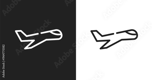 Aviation icon. Linear black, white icon from aviation collection. Outline aviation vector. Thin line symbol isolated on white and black background