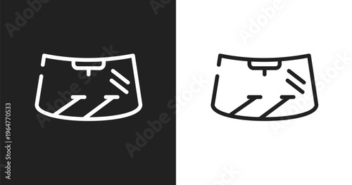Windscreen icon. Linear black, white icon from car engine collection. Outline windscreen vector. Thin line symbol isolated on white and black background