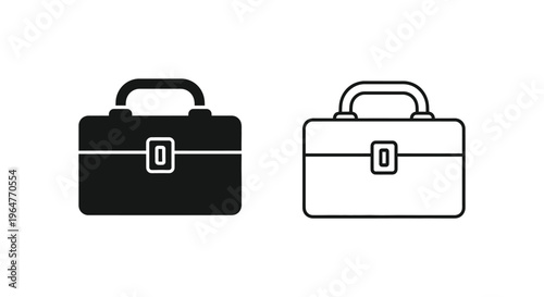 Briefcases line icon set Vector