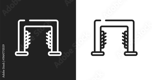 Carwash machine icon. Linear black, white icon from transporters collection. Outline carwash machine vector. Thin line symbol isolated on white and black background