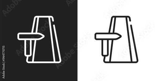 Road trip icon. Linear black, white icon from road trip collection. Outline road trip vector. Thin line symbol isolated on white and black background
