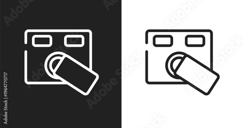 Access control icon. Linear black, white icon from public transport collection. Outline access control vector. Thin line symbol isolated on white and black background