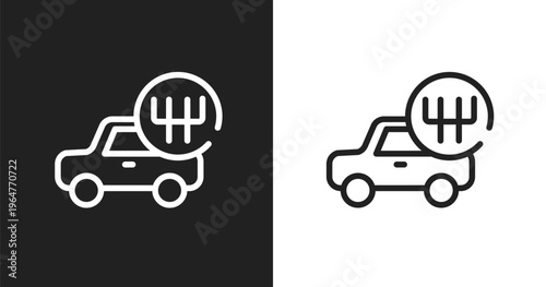 Shift icon. Linear black, white icon from car service collection. Outline shift vector. Thin line symbol isolated on white and black background