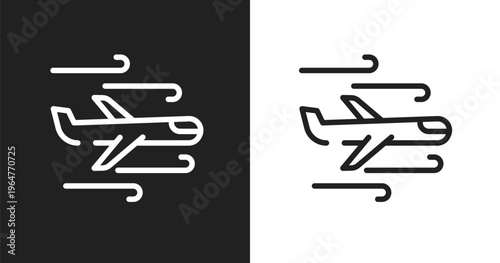 Turbulence icon. Linear black, white icon from airport collection. Outline turbulence vector. Thin line symbol isolated on white and black background