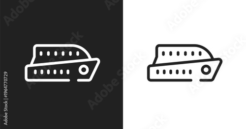 Ferry boat icon. Linear black, white icon from public transportation collection. Outline ferry boat vector. Thin line symbol isolated on white and black background
