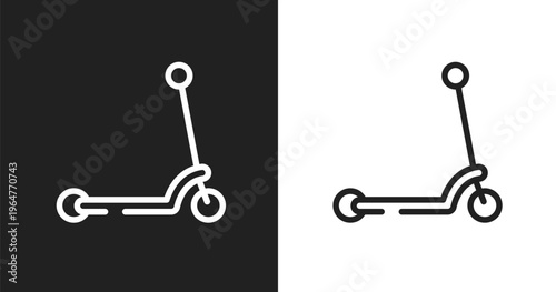 Kick icon. Linear black, white icon from transportation collection. Outline kick vector. Thin line symbol isolated on white and black background