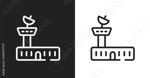 Air traffic controller icon. Linear black, white icon from aerodrome collection. Outline air traffic controller vector. Thin line symbol isolated on white and black background