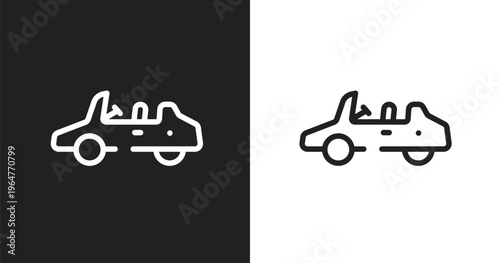 Convertible car icon. Linear black, white icon from vehicles and transports collection. Outline convertible car vector. Thin line symbol isolated on white and black background